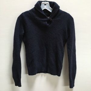 Women’s Navy Shawl Collar Sweater w/ Elbow Patches